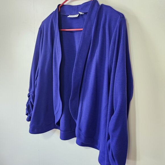Susan Graver Liquid Knit Royal Blue Open Front Shrug Cardigan 1X - Picture 2 of 8